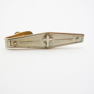 Holy Cross Tie Clip Bar religious Necktie Holder classic vintage Men's Jewelry